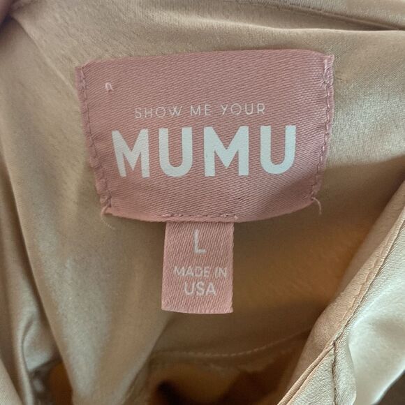 Show Me Your Mumu Champagne Luxè Satin Tuscany Maxi Slip Dress L - Picture 10 of 13